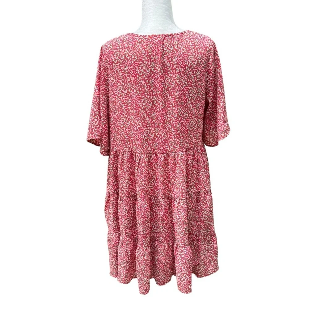 NWOT Flawless Red Floral Tiered Mini Dress - Picture 4 of 7